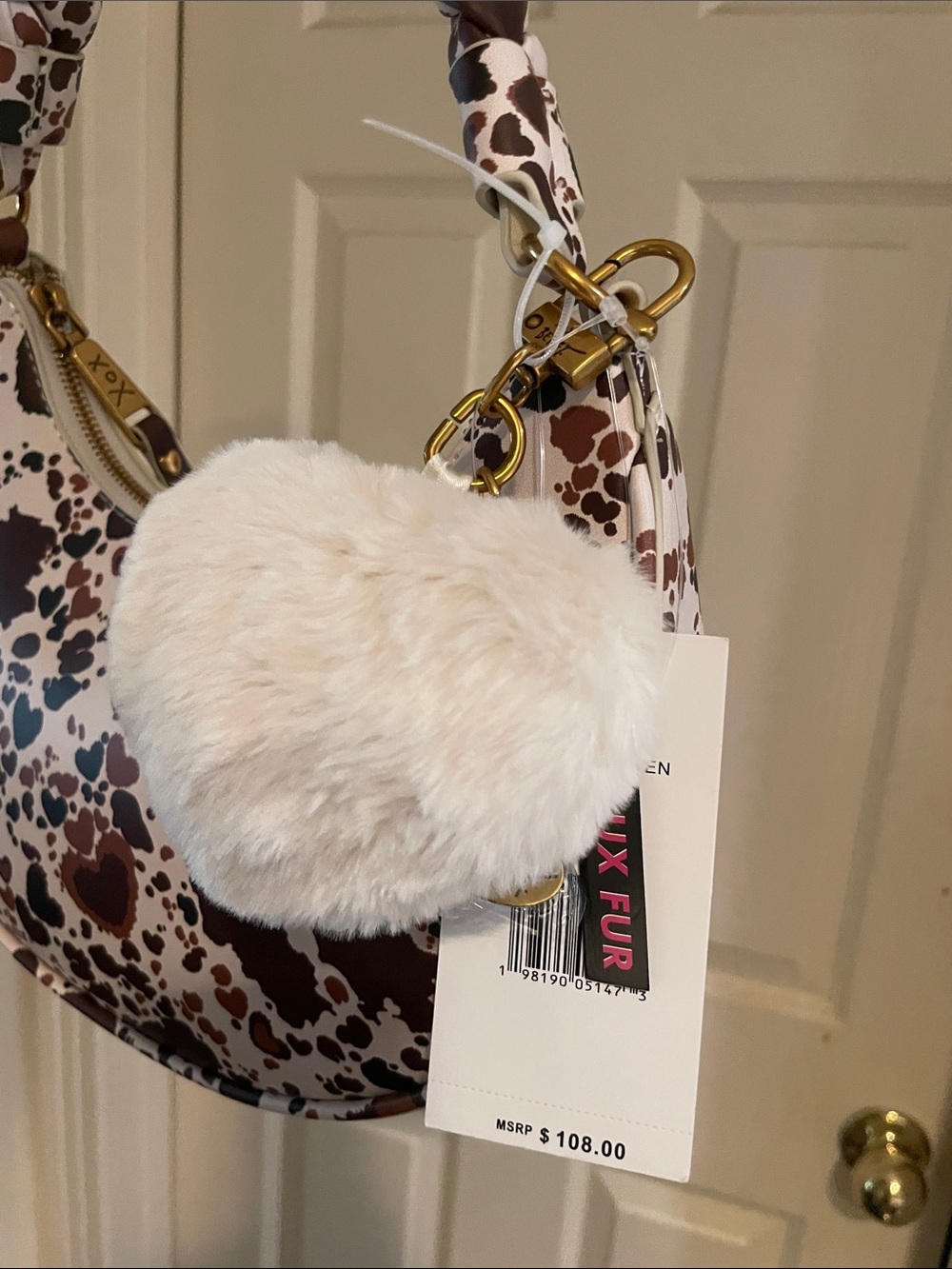 Betsey Johnson XoX Western Hobo Bag with faux heart bag charm - Picture 3 of 8